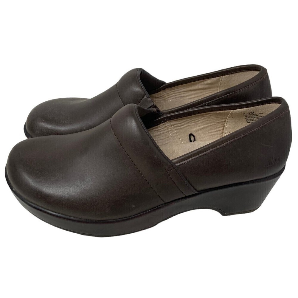 JBU Jambu Design Cordoba Clogs Size 7.5M Brown Leather Shoe Heel Memory Foam